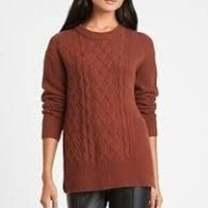 Banana Republic NWT Womens L Cable Knit Tunic Asym Sweater Wool Blend Preppy